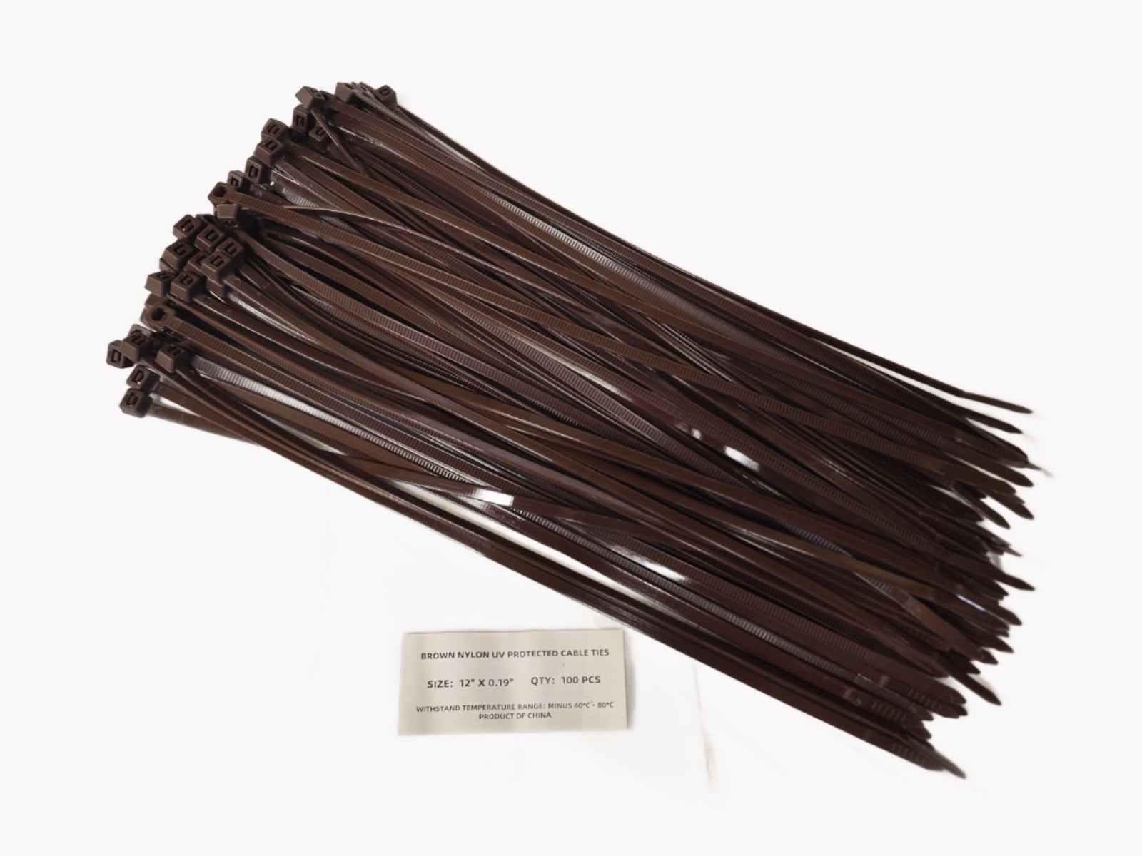 Brown Zip Tie 12" x 0.19" 100 PCS - Bamboo Toronto Store